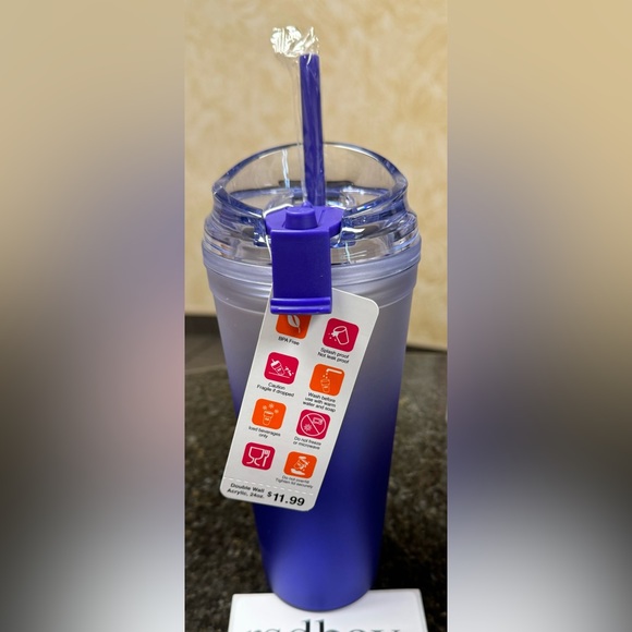 Dunkin' Summer 2024 Ombre Plastic Insulated 24oz Tumbler PURPLE - NWT - Picture 2 of 4